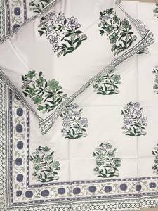 Parure de draps en pur coton imprimée à la main avec 2 taies d'oreiller, literie indienne traditionnelle pour la vente en gros de textiles de maison - Product Image 1