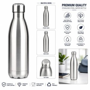 Luxury Premium Stainless Steel <b>Insulated</b> Water Bottle 500 Ml Cola Shape Vacuum <b>Flask</b> High Quality Durable Leak Proof Modern - Product Image 3