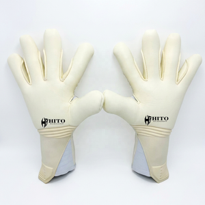 Guantes de portero de fútbol de neopreno blanco con diseño personalizado, caucho inyectado, látex alemán de 4 mm, correa elástica y corte híbrido. - Product Image 5