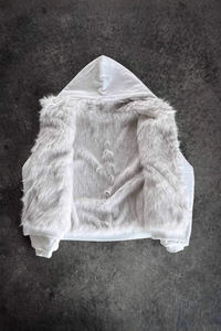 Sudaderas con capucha y sudaderas de manga regular para hombre, estilo urbano personalizado, de felpa francesa de alto gramaje, con capucha de pelo, cortas, con cremallera y efecto desgastado - Product Image 2