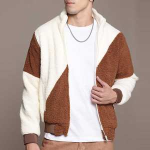 Men's Zipper-Up <b>Sherpa</b>-<b>Lined</b> Fleece <b>Hoodie</b> 100% Wool Thermal Long Sleeve Outdoor Tactical Warm Fuzzy Coats Hooded Outwear - Product Image 1