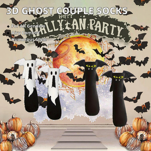 Chaussettes d'Halloween magnétiques personnalisées pour couples, chaussettes assorties à motif citrouille, chaussettes fantaisie pour enfants, adultes, vente en gros, détaillants - Product Image 6
