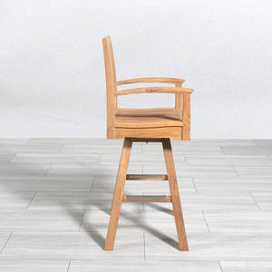 Chaise de bar d'extérieur en teck massif avec accoudoirs, style moderne et minimaliste, fournisseur de mobilier de bar pour jardins et complexes hôteliers - Product Image 3