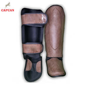 Protège-tibias en cuir léger, ajustement sécurisé, rembourrage absorbant les chocs, confort flexible, écologique, pour la boxe - Product Image 2