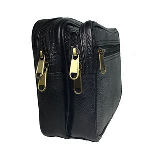 Pochette de toilette noire imperméable de haute qualité, pochette de voyage en cuir pour homme, pochette cosmétique en cuir personnalisée - Product Image 4