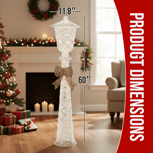 Lampadaire de Noël extérieur pré-éclairé de 1,5 m avec nœud, 110 lumières LED blanc chaud, décorations de Noël, piliers lumineux de Noël - Product Image 2