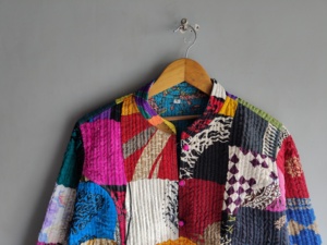 Quilted <b>Patchwork</b> <b>Jacket</b> Women's Mandarin Collar Full Sleeve Cotton Winter Style Regular Length Button Closure gift for her - Product Image 4