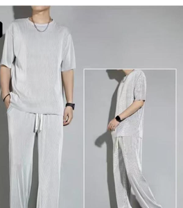 Latest Low MOQ Fashion Wear High Street Wear Men's Summer Cotton Set Solid Color Trendy T Shirt and <b>Trouser</b> Breathable Fashion - Product Image 6