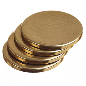 Ensemble de sous-verres en aluminium doré robuste pour boissons chaudes et froides, utilisation sur table de conférence de bureau - Product Image 4