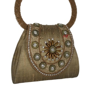 Women's Floral Evening <b>Clutch</b> <b>Wedding</b> Party Pillow Shape Satin Purse From Delhi Brand Potali - Product Image 1