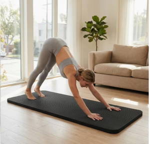 Thickened Yoga Mat 200cm x 61cm <b>Black</b> Ribbed Design for Home Workout Fitness Training Shock Resistant Cushioning - Product Image 6