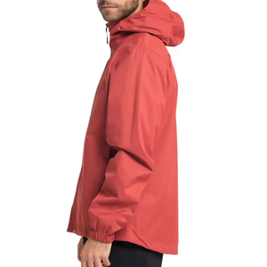 Men's <b>Red</b> Hooded Windbreaker <b>Jacket</b> <b>Waterproof</b> Casual Spring Zipper Closure Polyester Shell - Product Image 2