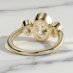 Bague de fiançailles classique en or rose avec diamant ovale de 3 carats, bijoux pour femmes, pierres naturelles et diamants latéraux - Product Image 2