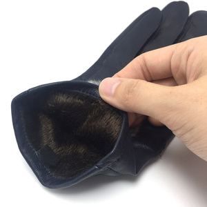 Guantes de Cuero para Ciclismo con Puño de Piel, Forro Térmico de Microfibra hasta la Muñeca para Uso Casual en Invierno - Product Image 3