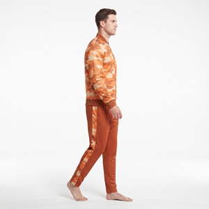 Men's Orange <b>Camo</b> Print Sublimation Tracksuit Sports <b>Jacket</b> Matching Pants Athletic Gym Workout Running Training Sportswear - Product Image 3