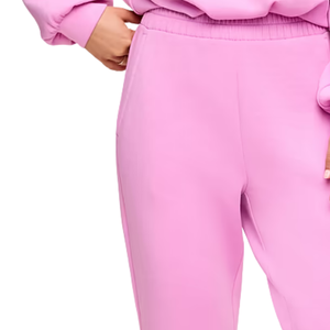 Women Pink Fleece Jogger Sweatpants Elastic Waist <b>Cuffed</b> Bottom Relaxed Fit Casual Soft Winter <b>Trousers</b> - Product Image 5