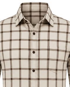 Camisa de Franela a Cuadros Beige Marrón para Hombre, Casual y Formal, de Manga Larga, con Botones, de Algodón, para Oficina, Personalizable - Product Image 5