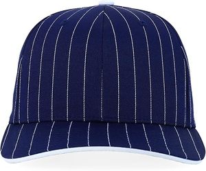 Casquette de baseball en velours côtelé délavé bleu marine avec broderie 3D et blocs de couleur, style vintage 6 panneaux, avec visière contrastante blanche - Product Image 1