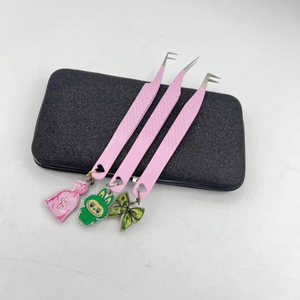 Pince à cils en acier inoxydable avec pointe en fibre et prise diamantée pour extensions de cils, outil professionnel d'extension de cils - Product Image 1