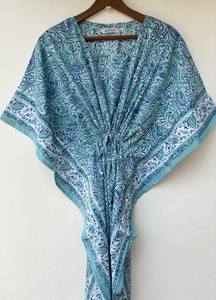 Vestido Kaftan Casual de Verano sin Mangas con Estampado Floral Tropical Digital, de Algodón, para Mujer, Islas del Pacífico Asiático - Product Image 2