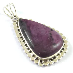 Pendentif en argent sterling 925 avec pierre précieuse zoïsite rubis, fait main, en forme de goutte d'eau, bijou statement, vente en gros, cadeau pour femme - Product Image 5