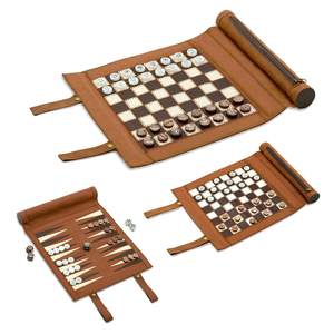 Travel-Size <b>Backgammon</b> <b>Set</b> Portable Roll-up Lightweight PU Leather Chessboard Gift <b>Backgammon</b> Travel Game - Product Image 2