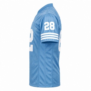 Camiseta de Fútbol Americano Personalizada Azul Cielo, Transpirable, de Malla, Uniforme de Equipo Azul Claro, Número Cosido, Cuello en V, para Práctica - Product Image 2