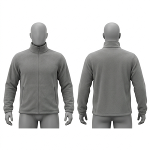 Veste polaire de travail 320 GSM en polyester anti-boulochage, bleu marine et gris, avec broderie de logo personnalisé et transfert thermique, pour l'hiver, la randonnée et le camping - Product Image 4