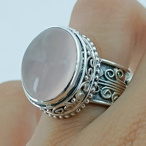 Rose <b>Quartz</b> Oval <b>Ring</b> 925 Sterling Silver Handmade Promise Jewelry for her Bezel setting <b>Ring</b> January Birthstone Jewelry - Product Image 5