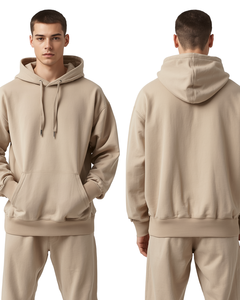 Men Oversized Hoodie Solid Color Casual Pullover Hooded Sweatshirt Regular Fit Cotton French Terry Autumn Wear - Product Image 2