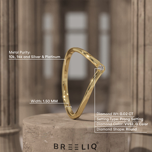 แหวนทองคำแท้ 14K รูปตัววี ประดับเพชรแล็บโกรว์ ดีไซน์มินิมอล สำหรับผู้หญิง เหมาะสำหรับเป็นแหวนแต่งงาน - Product Image 6