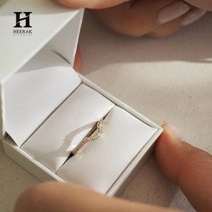 Minimalist Oval Diamond Engagement <b>Ring</b> Two Piece Set Wave Curved Pavé Band <b>Thin</b> Shank Fine <b>Ring</b> For Women - Product Image 4