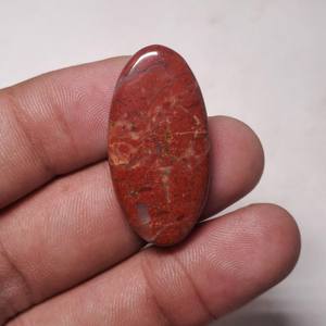 Cabochon en Jaspe Rouge Naturel, Pierre Précieuse Libre, Forme Ovale 31x15mm, 25 Carats, pour la Fabrication de Bijoux et Accessoires - Product Image 4