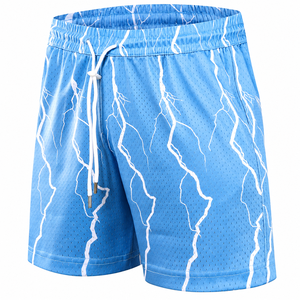 Shorts de basket-ball en mesh personnalisés pour hommes avec imprimé éclair, séchage rapide, shorts de sport pour la salle de sport, vêtements de sport OEM ODM - Product Image 3