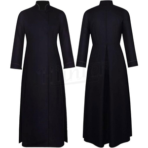 Soutane de prêtre personnalisée noire à manches longues en polyester brodé, style européen, uniforme de clergé toutes saisons, haute qualité, OEM - Product Image 6