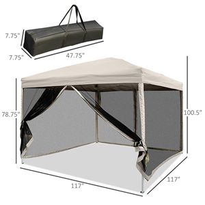 Tenda a baldacchino istantanea 10x10 in Oxford 210D con zanzariera, altezza regolabile, per matrimoni e feste, gazebo, tenda per auto - Product Image 5