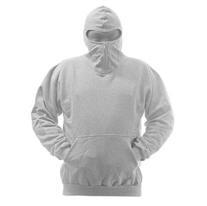 Sudadera con capucha extragrande, lisa, blanca, con cremallera, estilo ninja, con cubierta facial completa, para exteriores, de forro polar y algodón. - Product Image 1