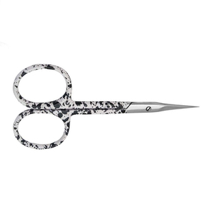 Ciseaux à cuticules en acier inoxydable, lame droite, pointe acérée, trou rond, manche noir et blanc moucheté, outils de beauté pour adultes, durables - Product Image 2
