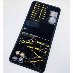 Pince à micro-anneaux professionnelle, ciseaux de coiffure, outils d'extension capillaire en acier inoxydable chirurgical durable doré - Product Image 5