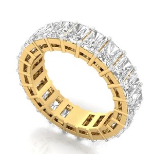 ZAWO HOUSE Women's Yellow Gold Diamond Eternity Band <b>Ring</b> Channel Setting Round Brilliant Cut Geometric Classic Wedding <b>Ring</b> - Product Image 1