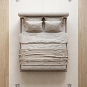 Tapis artisanal en laine tissé plat, ivoire crème, minimaliste, moderne, scandinave, tissé à la main, antidérapant, à poils moyens, avec support en toile de coton - Product Image 5