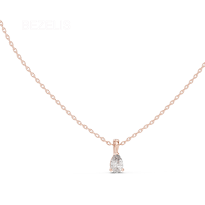 จี้เพชรทรงลูกแพร์เพาะเลี้ยงในห้องปฏิบัติการ พร้อมสร้อยคอทองคำ 14k ดีไซน์เรียบหรูรูปหยดน้ำ ของขวัญเครื่องประดับชั้นดี - Product Image 1