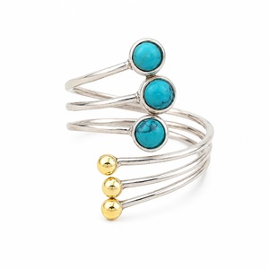 Heaven <b>Crafts</b> Natural Blue Turquoise Bohemian Statement <b>Ring</b> 925 Sterling Silver Spiral Design Multi Band Handmade GIA Certified - Product Image 1
