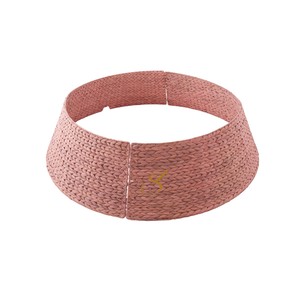 Space Saving Blush Pink Water Hyacinth Christmas Tree Collar 4-Piece <b>Split</b> Woven Xmas Tree Stand Base Ring Wholesale - Product Image 1