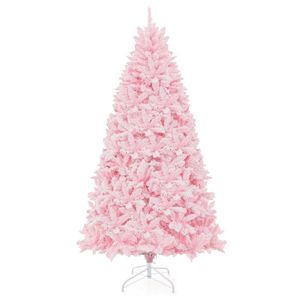 7 Feet Flocked Artificial Christmas Tree with 500 LED <b>Lights</b> and 1200 <b>Branches</b> Christmas Decorations Product - Product Image 2