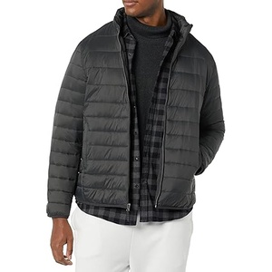 New Arrival Men's Plus Size Premium Canvas Puffer Jacket Breathable and <b>Warm</b> Winter Outerwear with Zipper Closure Plain Dyed - Product Image 3
