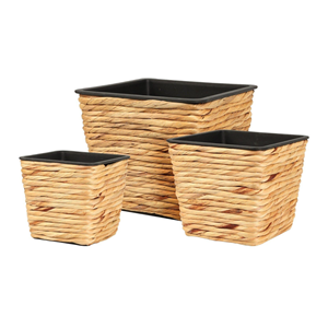 Rustic Water Hyacinth Flower <b>Pot</b> with Waterproof Liner, Decorative Indoor <b>Tree</b> Planter, Vietnam Handwoven Home Decor Wholesale - Product Image 1