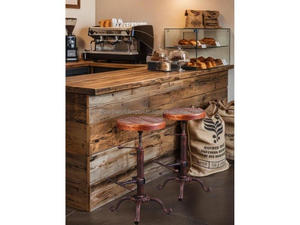 Vintage Wooden Seat Bar <b>Stool</b> Rustic Industrial Swivel <b>Stool</b> Adjustable Height Metal & Wood <b>Stool</b> Retro Workshop Style <b>Stool</b> - Product Image 4