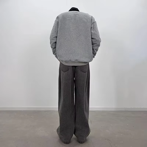 Jeans pour hommes de haute qualité, style hip-hop, en polyester et coton, noirs, coupe droite, baggy, décontractés, lavage enzymatique - Product Image 2