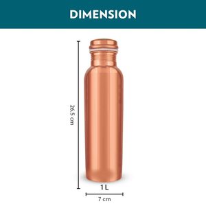Pure Copper Water <b>Bottle</b> Screw-On Lid Reusable Metal Drinkware for Hiking Camping Travel Adults Minimalist Design - Product Image 6